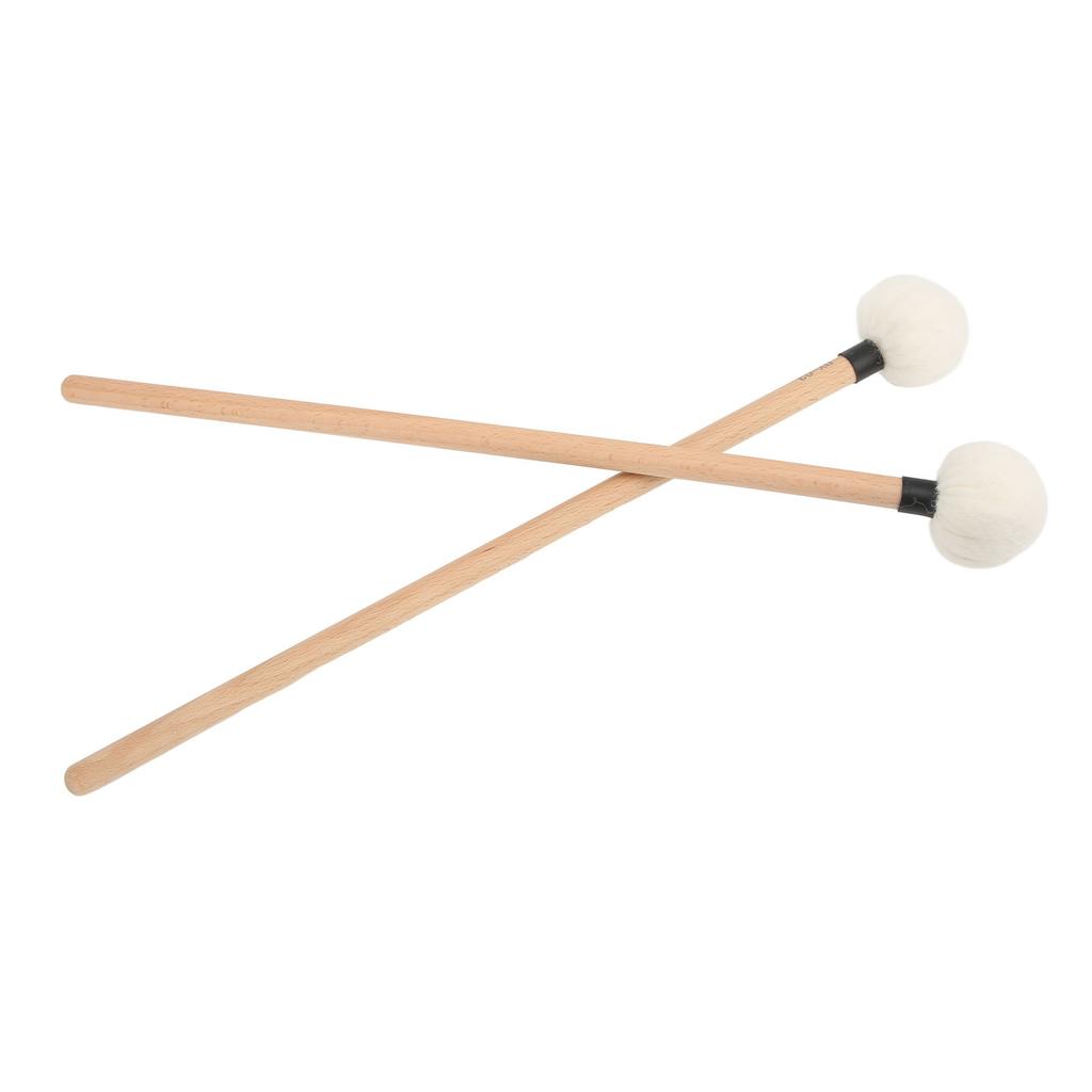 2Pcs Drum Mallet Felt Head Wooden Handle Non Slip Instrument Accessory Set Kit for PlayingBlack