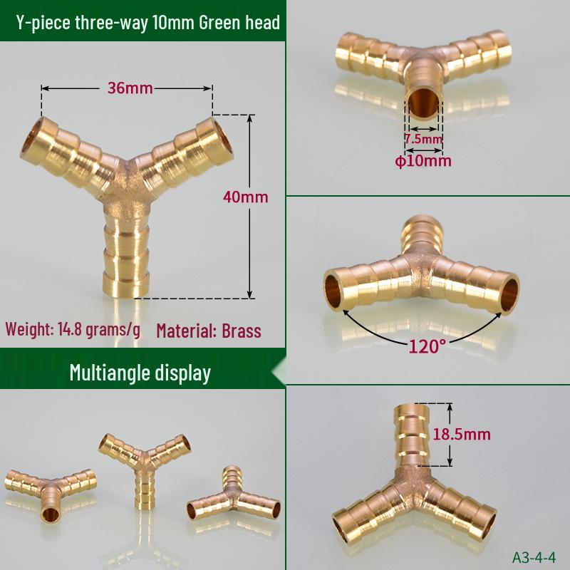 Copper Y-Junction Hose Connector for Soft, Rubber, and Leather Hoses (Sizes: 4mm-19mm)