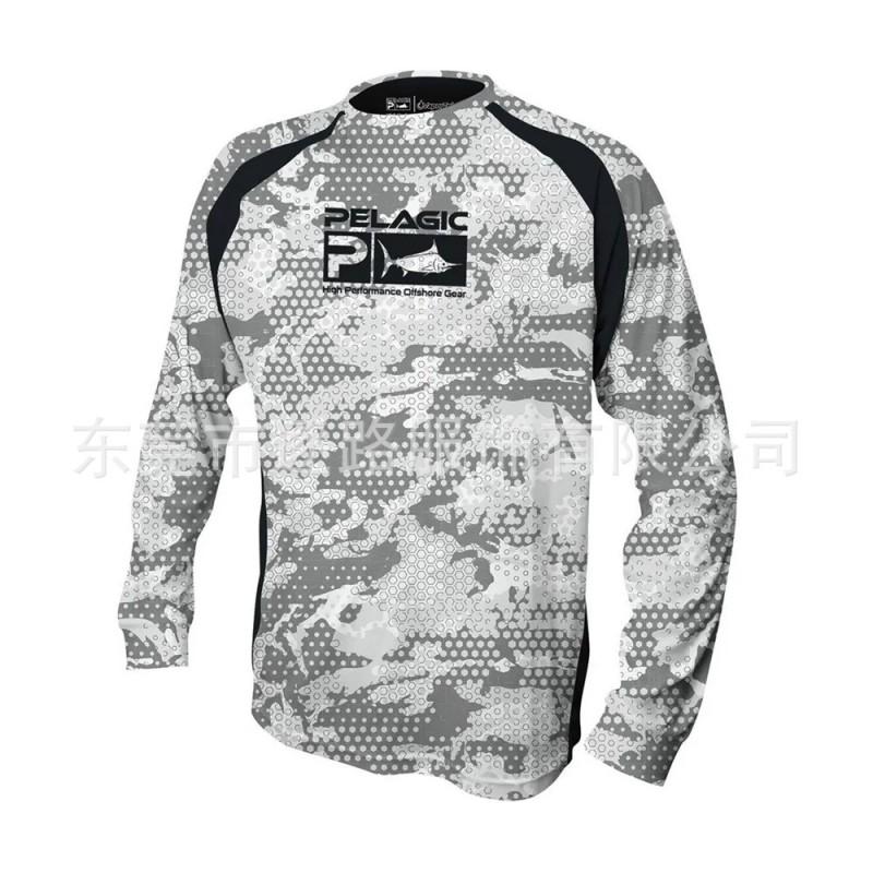 Long Sleeve Fishing Shirt Men UV Protection Breathable Quick Dry Outdoor T-Shirt