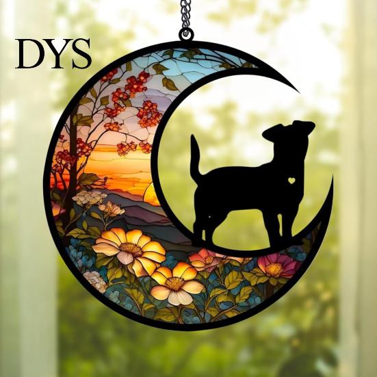 Personalized Pet Memorial Suncatcher Angel Cat Dog Sun Catcher Panel Stained Glass Tribute Ornament Window Hanging Ornaments Loss Sympathy Gift