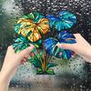 Green Plant Turtle-back Leaves Glass Window Beautification and Decoration, Static Electricity Window Stickers