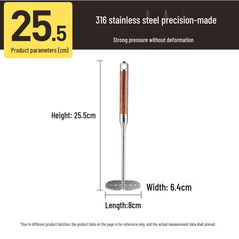 COOKER KING Rosewood Handle 316 Stainless Steel Potato Masher