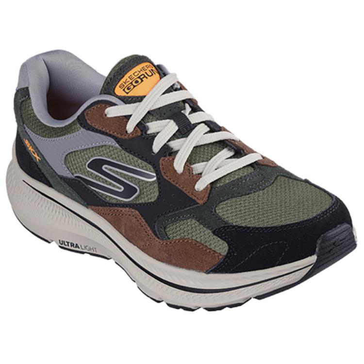 Skechers Go Run Comfortable Low-Top Casual Running Shoes Men Sneaker Black Green Brown 220872-OLV