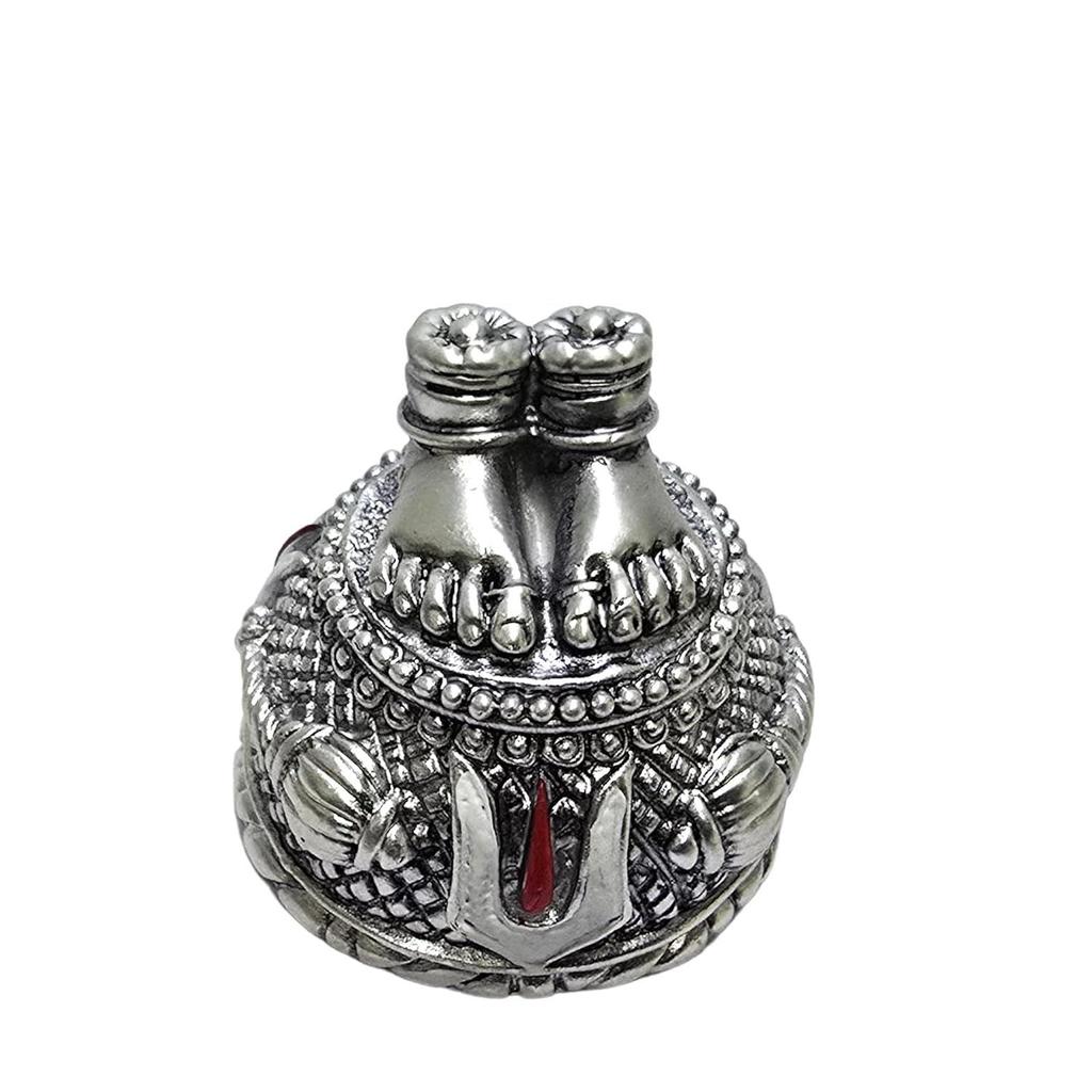 Lord Hanuman Charan Paduka Silver Plated Antique Matte Idol for Home & Car Dasboard Hanuman Ji Charan Paduka Idol
