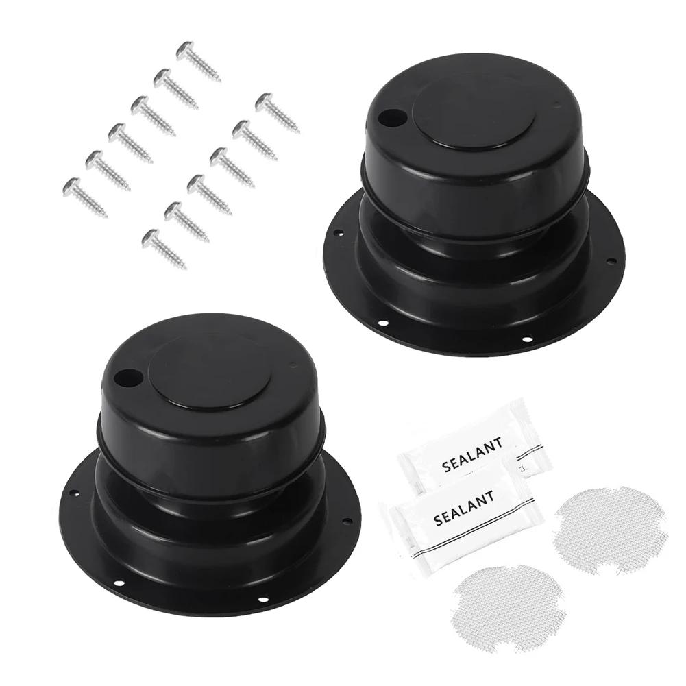Roof Ventilation Cover For RV For Motorhome Yacht, Sewer Pipe Exhaust Vent Cap With UV Protection, 2-Pack, Black/White