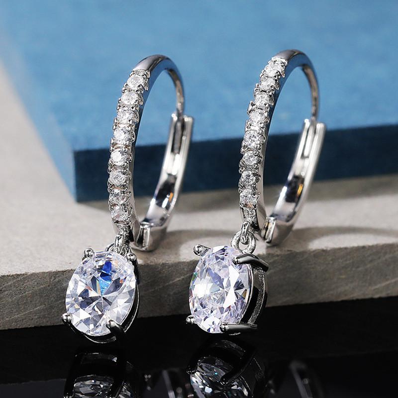 Vysoce kvalitní náušnice AAA kubické zirkony pro ženy Křišťál 925 Sterling Silver Módní párty svatební šperky dárky