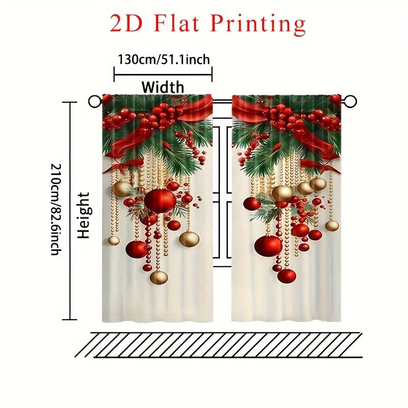 2 Adet Polyester Noel Direği Çantası Baskılı Pencere Perdesi Doğum Günü Partisi Dekorasyonu Arka Plan Perdeleri Oturma Odası İçin