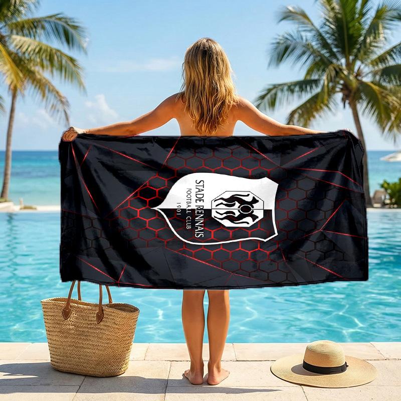 Stade Rennais FC Stampa Asciugatura Rapida Telo da Spiaggia Microfibra Assorbente Portatile da Viaggio Asciugamano da Nuoto