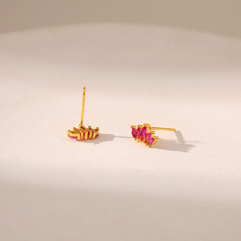 Luxury Exquisite Crown Shape Inlaid Zircon High End Small Designer Earrings For Women