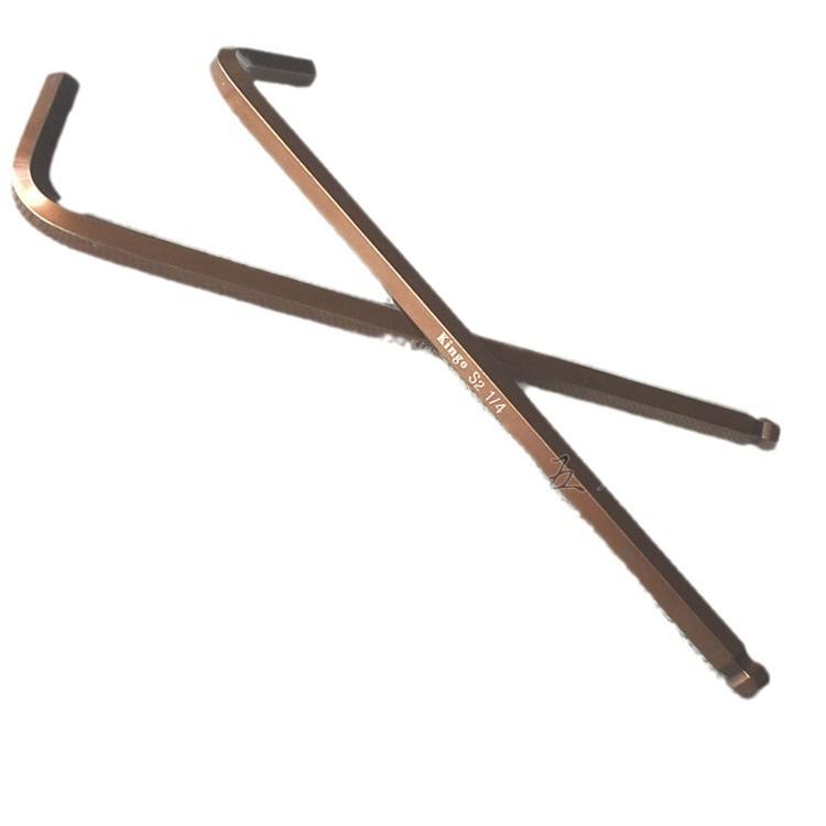 Taiwan Kingo S2 Hardened Bronze Ball Head Hex Key, 1/4mm 1/16