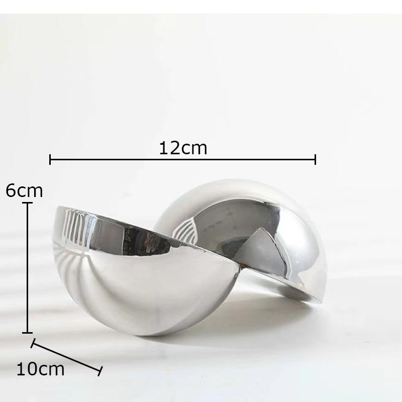 Creative Silver Geometric Semicircle Ornaments Desk Decoration Modern Home Crafts Metal Sphere Statue Room Aesthetic Decor