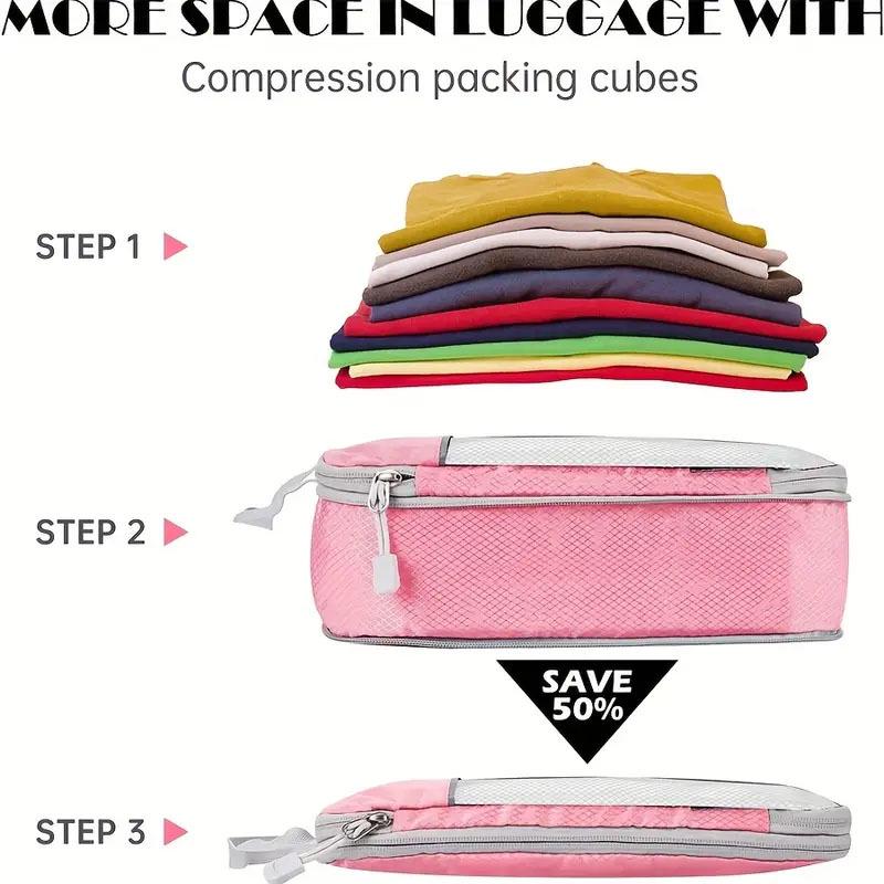 Diamond Grid Compression Travel Organizer 5-Piece Set: Suitcase and Clothing Storage Bags