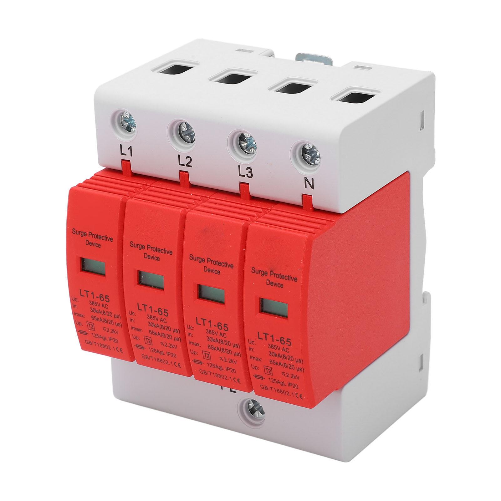 

4P Пристрій захисту від перенапруг Висока точність Вишукана майстерність Безпечний пристрій-розрядник AC385V