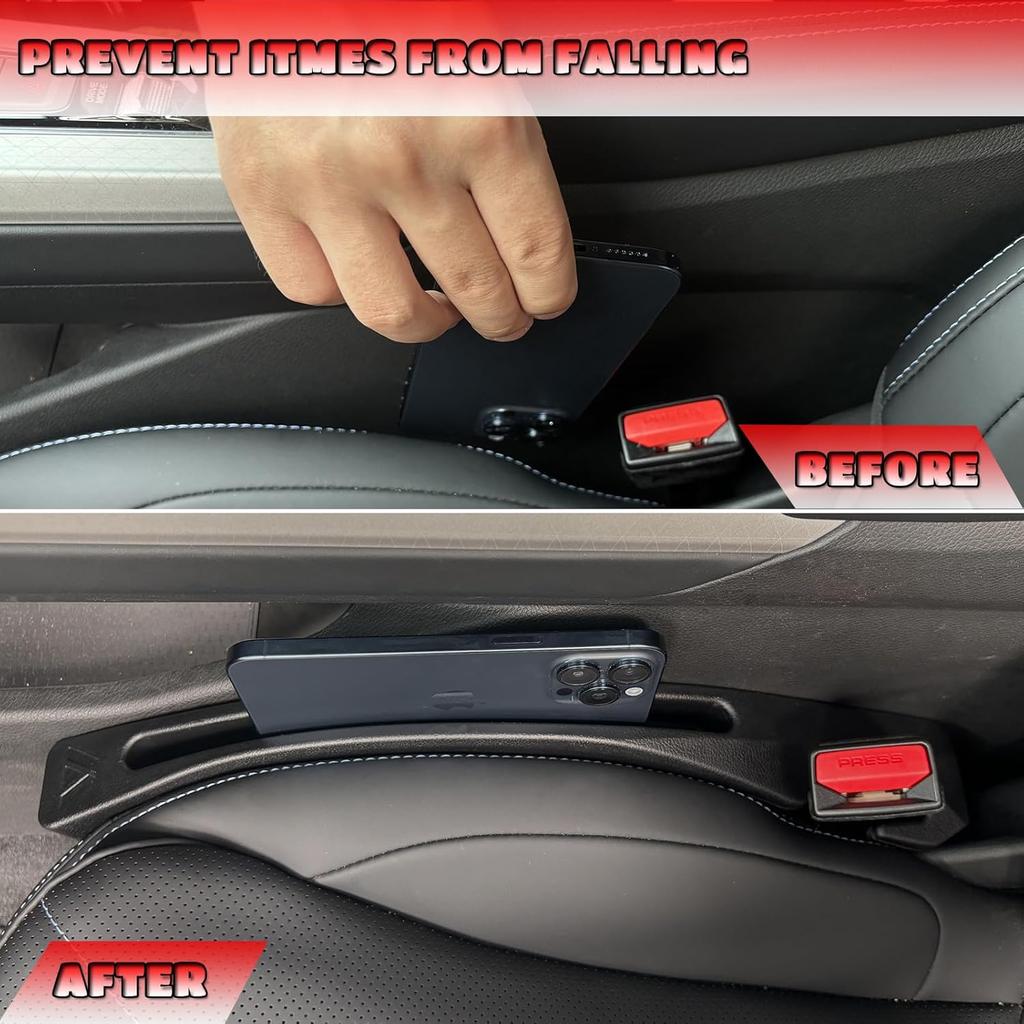 Car Seat Gap Filler Universal Fit Gap Filler Organizer Stop Things From Dropping For Car Trunk SUV, Black, Pack Of 2