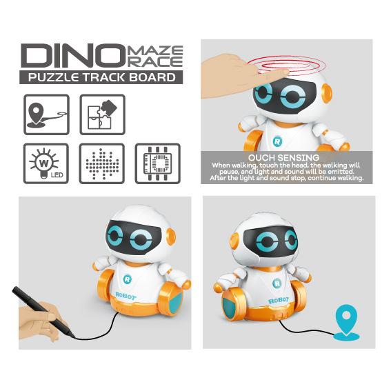 Kids Line Drawing Puzzle Track Robot STEM Toy with Sound & Light Preschool Educational Coding Plaything for Ages 3-6