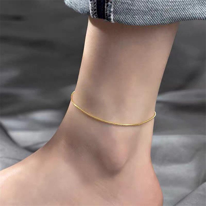 

Adjustable Gold-Plated Stainless Steel Snake Chain Anklet - 1.5MM Round