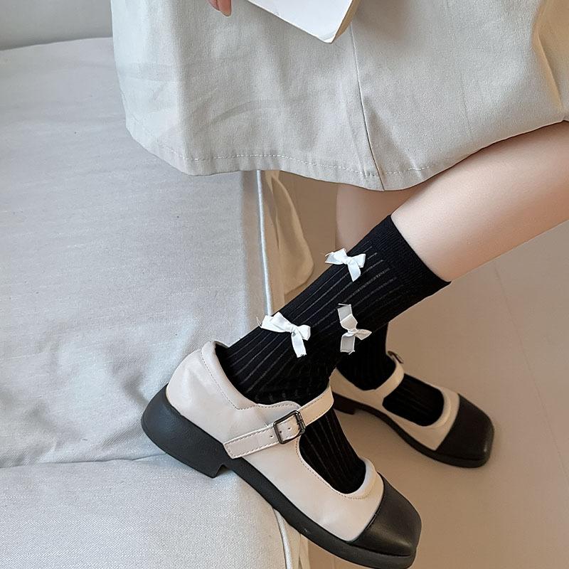Girl's JK Socks Japanese School Style Bow Balletcore Stacked Thigh High Sock Spring Fall Calf Sock Trendy Instagram Fashion