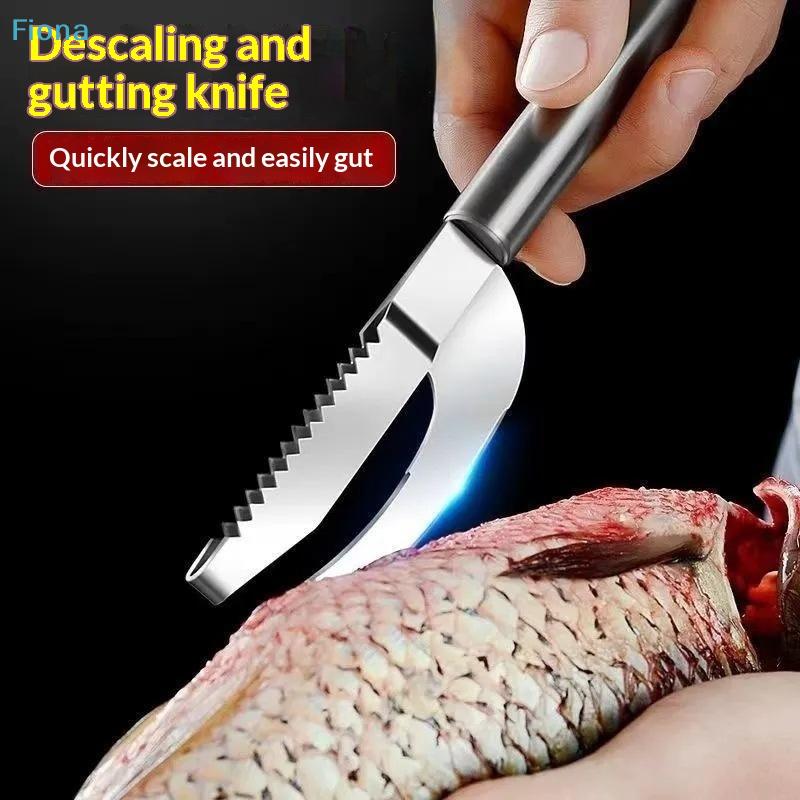 Stainless Steel 3 In 1 Fish Scale Knife Cut/Scrape/Dig Maw Knife Scale Scraper Sawtooth Peelers Scraping Boning Filleting
