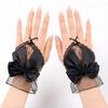 Women Lace Gloves Fingerless Mesh Gloves with Bow Embellishment for Wedding Princess Style Stage Performance Ballet Party Cosplay Bridal Accessories