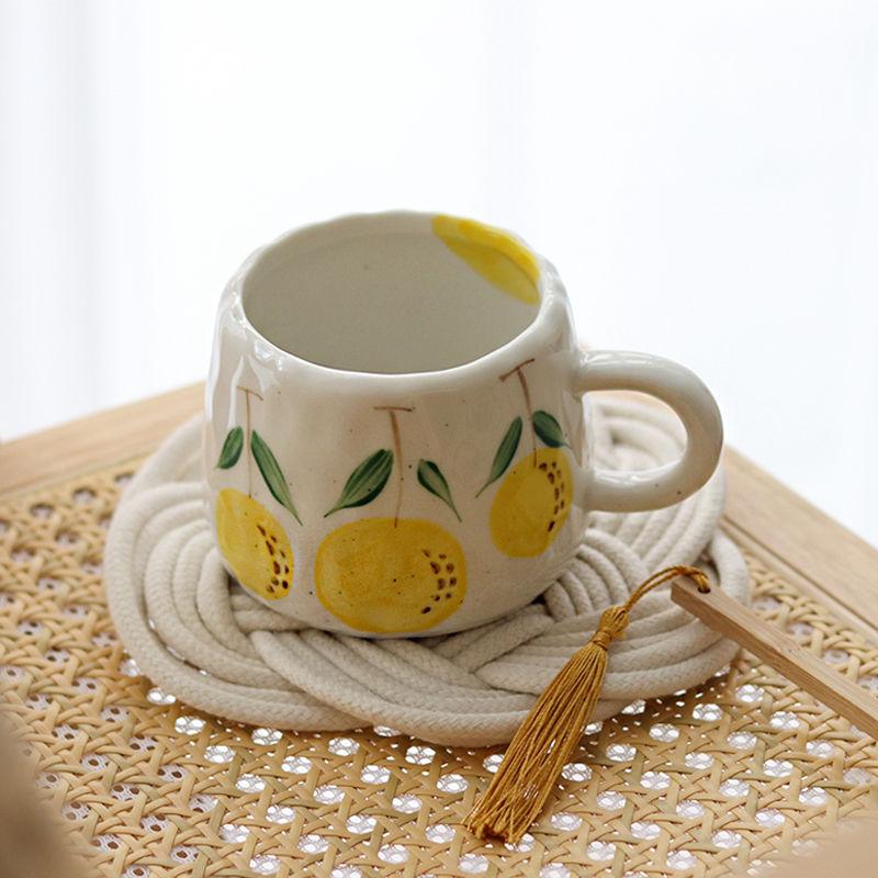 Hand-Painted Ceramic Mug – Strawberry Main Design with 3 Fruit Patterns, 300ml Artisan Coffee & Tea Cup