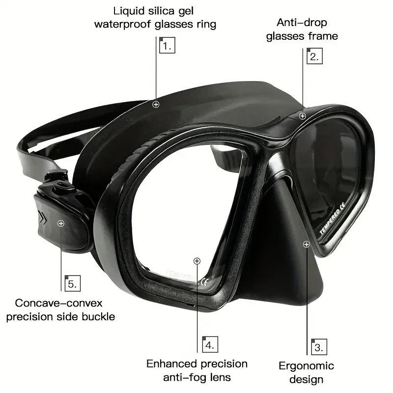 Freediving Mask Two-window Tempered Glass Diving Mask With Camera Mount- Waterproof, Anti-fog