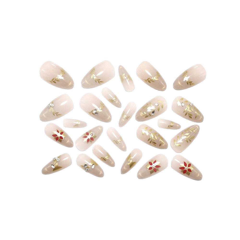 Elegant French Manicure Cat Eye Petal Series Medium-Long Oval Press-on Nails