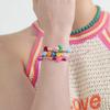 Happy Pop Initial Smile Knot Bracelet Smile Charm Initial Bead Double-Strand Knot Bracelet Thread Bracelet