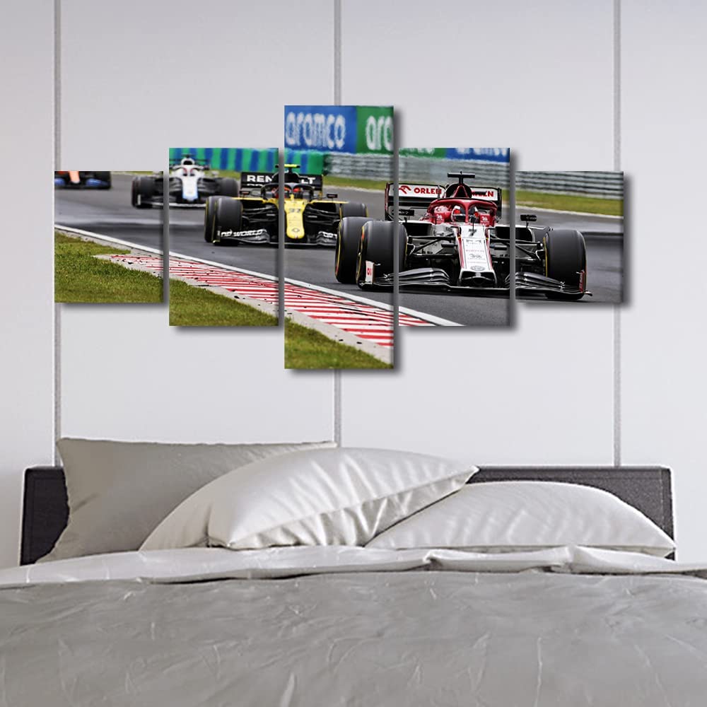 5Pcs Rustic F1 Racing Car House Paitings Sports Car 5 Pieces Pictures Canvas Wall No Framed Paintings Poster Home Decor Modern
