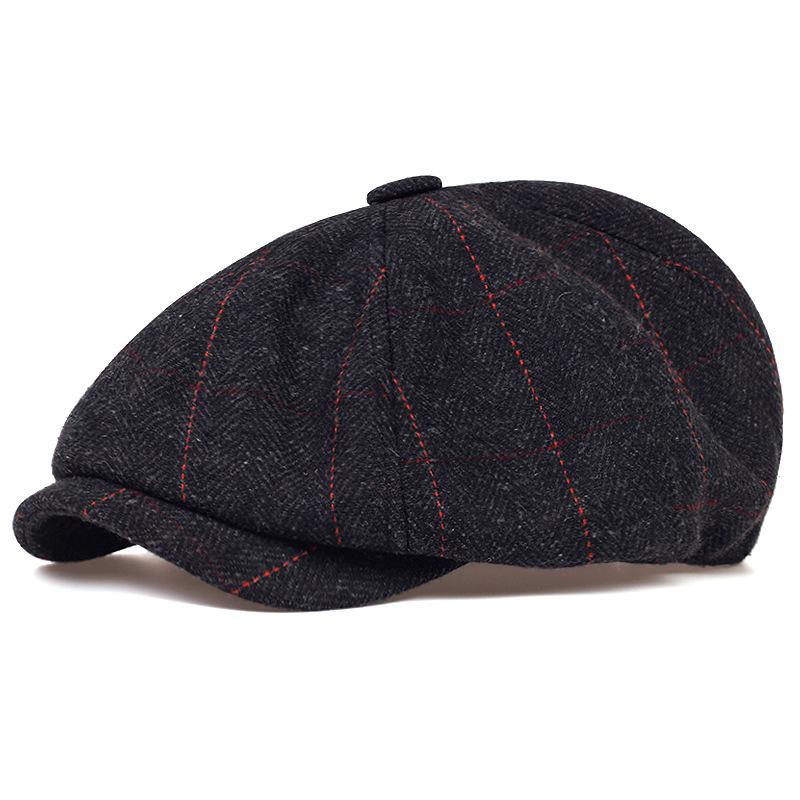 High quality Classic Hat Unisex Vintage Tweed Flat Beret Street Hat Herringbone Newsboy cap Casual Outdoor Striped Octagonal Hat