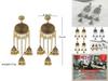 Ethnic Inspired Long Drop Earrings With Bell Tassels And Flower Motif For Ladies