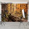 2D plane, autumn forest theme, featuring squirrels, wood, trees and fallen leaves, polyester fiber