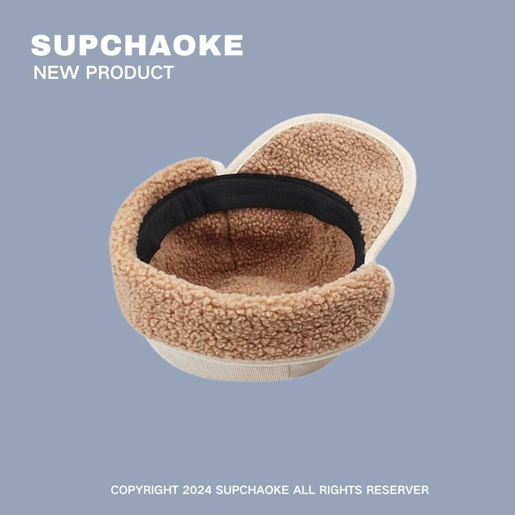 Căciulă termică groasă din lână de miel, căciulă cu protecție pentru urechi, protecție groasă pentru ciclism pentru bărbați și femei toamna și iarna