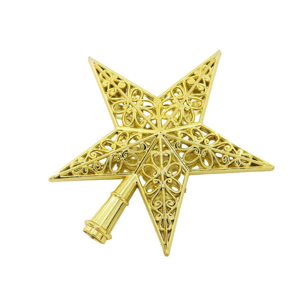Creative Hollow Plated Pentagram Tree Topper - Gold, Silver, Red Christmas Star Decorations