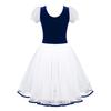 Kids Velvet Mesh Ballet Leotard Lacework Bubble Sleeve Tutu Dance Gymnastics Dress