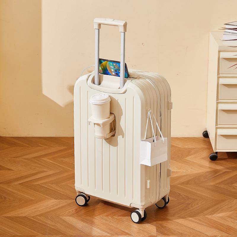 Women’s Durable Leather Trolley Suitcase: New Model, Mother-Child Carry-On with Lock
