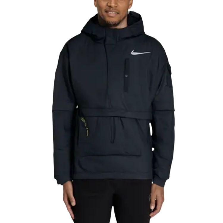 Nike Męska Kurtka Sportowa z Kapturem i Dużą Kieszenią z Nadrukiem Logo Czarna CT2197-010