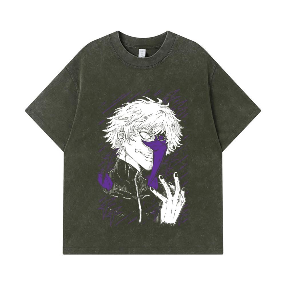 

275 GSM Washed T-shirts 100% Cotton Tokyo Ghoul V2 Print Unisex Heavy Cotton T Shirt S армия зеленый