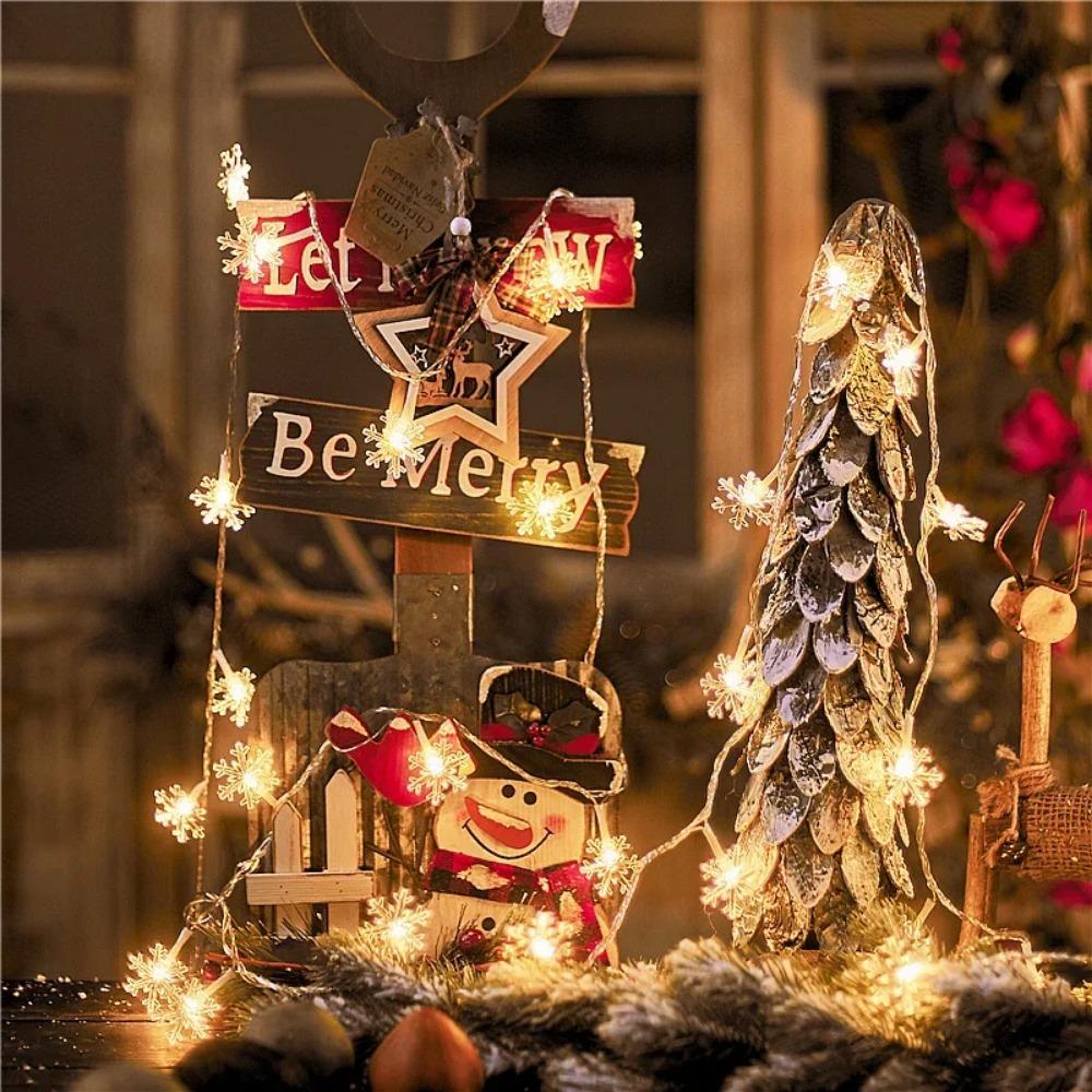 1,5M/3M/6/10M Weihnachts-Schneeflocken-Lichterkette, 2024 Frohe Weihnachten Dekoration für Zuhause, Christbaumschmuck, 2025 Frohes Neues Jahr