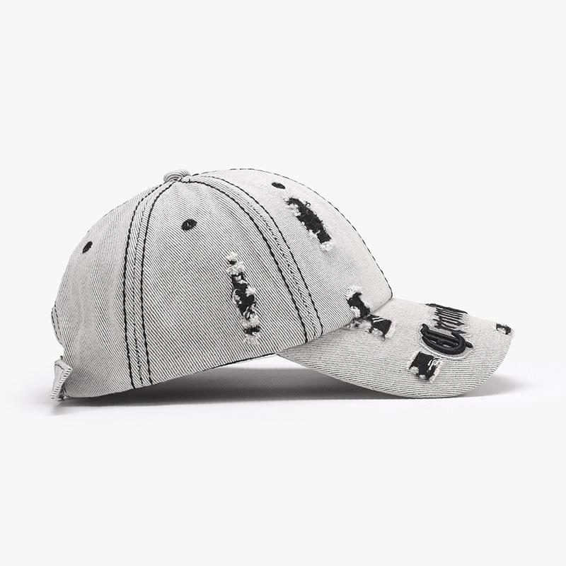 Spring Color Matching Hole Letter Embroidery Men's Big Head Circumference Personalized Fashion Baseball Cap Women's Outdoor Curved Brim Cap