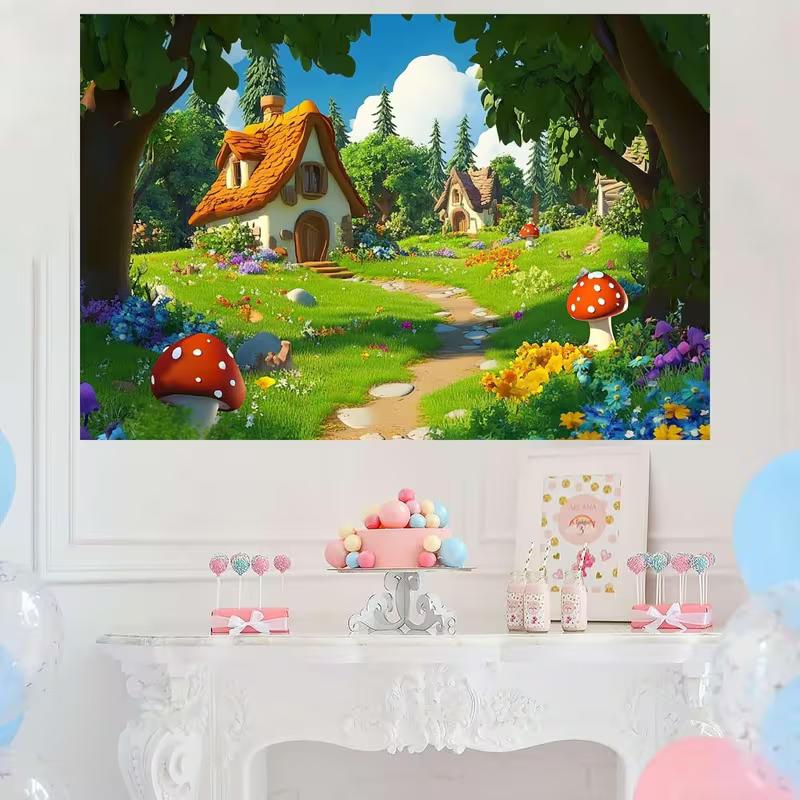 2D Magischer Waldweg Fotografie Hintergrund für Kinder