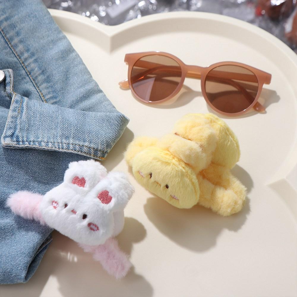 Doll Plush Panda Hair Claw Rabbit Winter Cross Hair Clip Sweet Animal Shark Clip  Wash Face