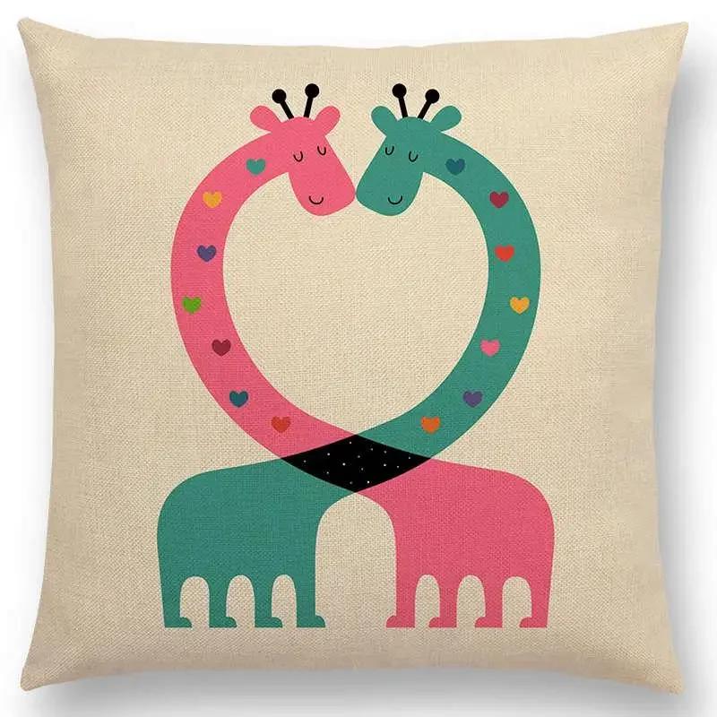 Latest Cartoon Animals Interesting Deer Panda Sheep Bulldog Chameleon Colourful Cushion Cover Car Sofa Throw Pillow Case