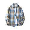 Autumn Fashion Simple Contrasting Color Men's Plaid Shirt, Korean Version of Trendy Casual Men's Long-sleeved Shirt