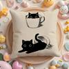 Cat Sketch Cushion Cover Short Plush Double-Sided Printing Home Machine Washable In Warm Winter Pillow Cover