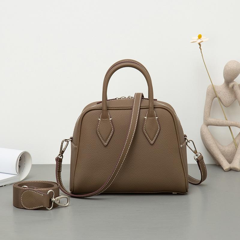 Geantă de pernă Boston din piele de vacă de nișă pentru un singur umăr Geantă portabilă din piele pentru femei Tide