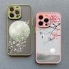 Rosa Pfirsichblüten Handyhülle für iphone 15 14 13 12 Pro Max Mini 11 16 14 Plus XR XS X 7 8 Plus SE 2020 Blumen Rückseite Funda Capa