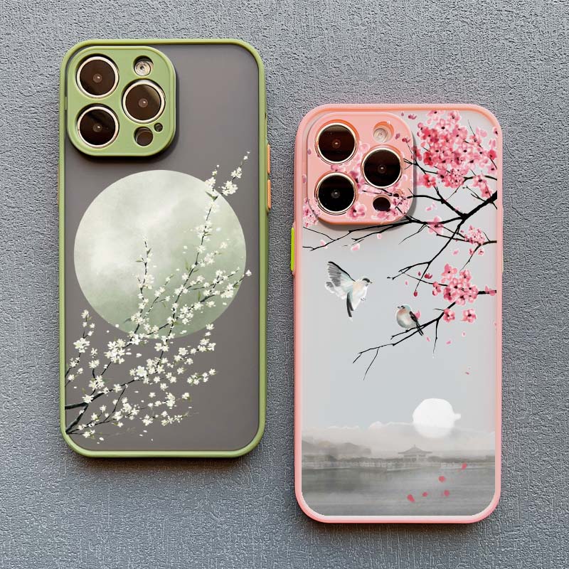 Rosa Pfirsichblüten Handyhülle für iphone 15 14 13 12 Pro Max Mini 11 16 14 Plus XR XS X 7 8 Plus SE 2020 Blumen Rückseite Funda Capa