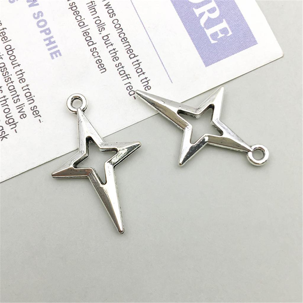 10 szt. DIY Wisiorki Czteroramienne Gwiazdy Naszyjniki Kolczyki Bransoletki Materiały do Wyrobu Metalowe Wisiorki DIY Elementy Biżuterii
