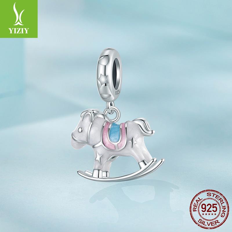 Exquisite Trojan Horse Pendant S925 Silver Beads, Childlike Creative Diy Bracelet Playground Beads Accessories