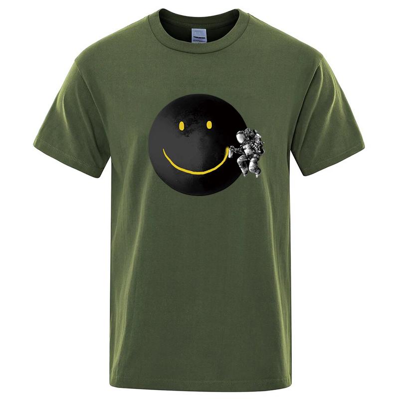 Summer Men's Cotton Funny Spaceman Printing Casual Comfortable Soft O-neck Short Sleeve T-shirt